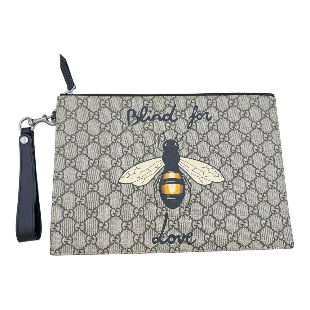 Gucci Medium Strap Clutch Bag with Bee PrintingW Authentic Certificate